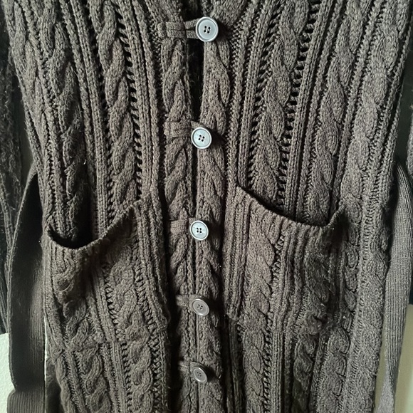 Vintage Romeo & Juliet Couture brown knit button down sweater with belt - Picture 2 of 6